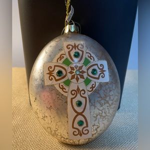 Glass Celtic Cross Christmas Ornament